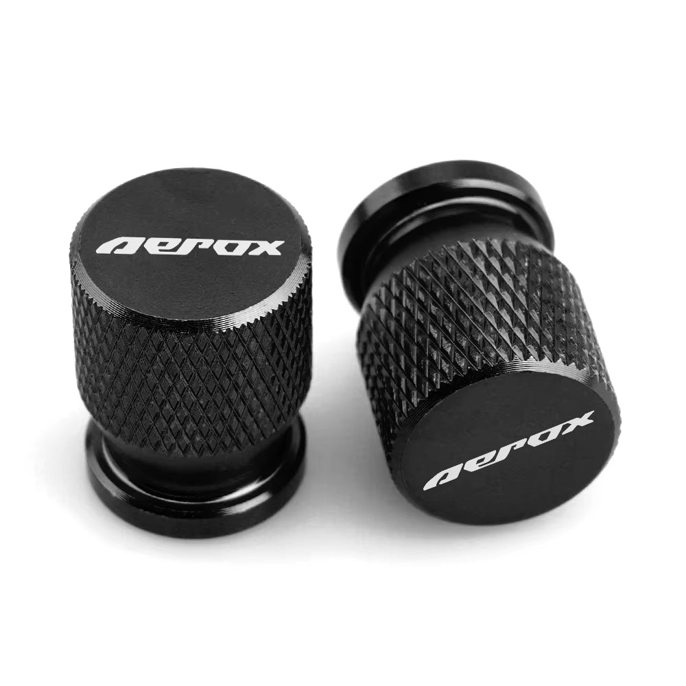 Bicos de Válvula de Pneu com Logo Yamaha Aerox – Par de Tampas de Ar em Alumínio para Rodas de Moto (Universal)