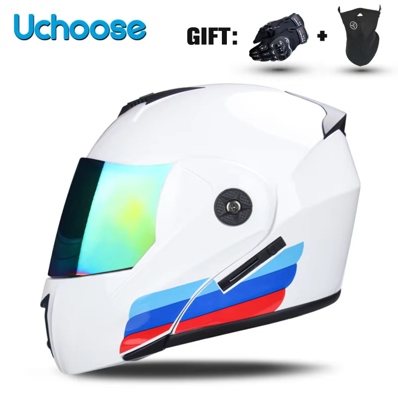Capacete Modular Escamoteável com Viseira Dupla e Certificação de Segurança DOT – Unissex