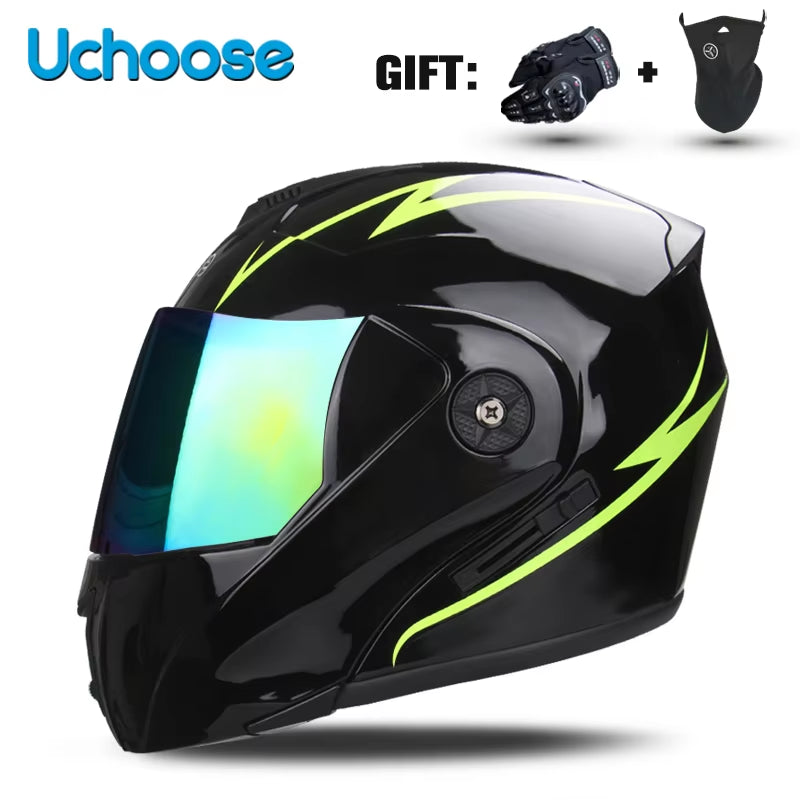 Capacete Modular Escamoteável com Viseira Dupla e Certificação de Segurança DOT – Unissex