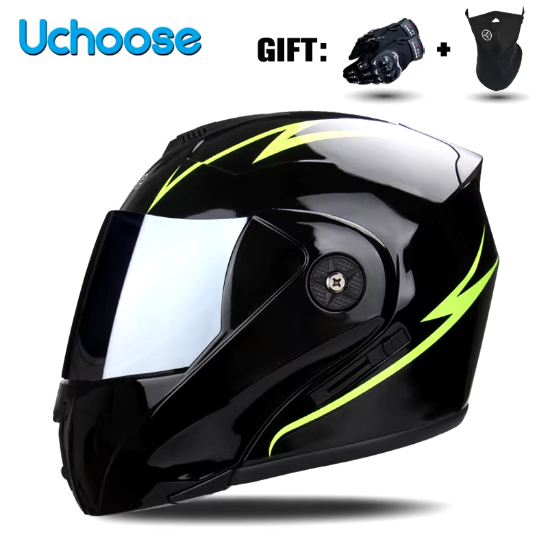 Capacete Modular Escamoteável com Viseira Dupla e Certificação de Segurança DOT – Unissex