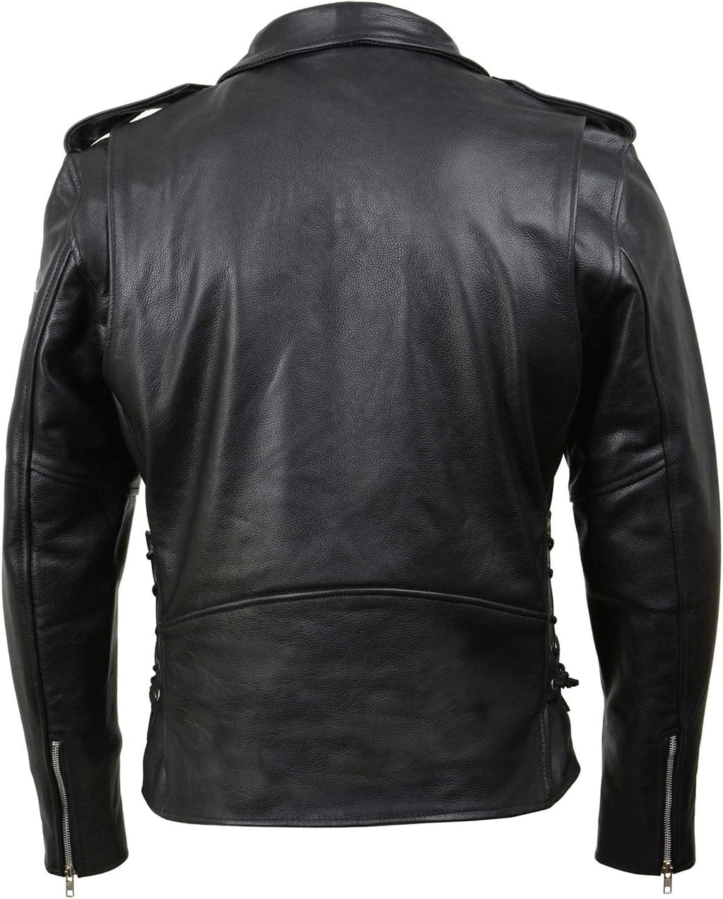 Jaqueta de Couro Masculina Legítimo Estilo Clássico Brando – Jaqueta Motociclista Premium Preta com Ajuste Lateral