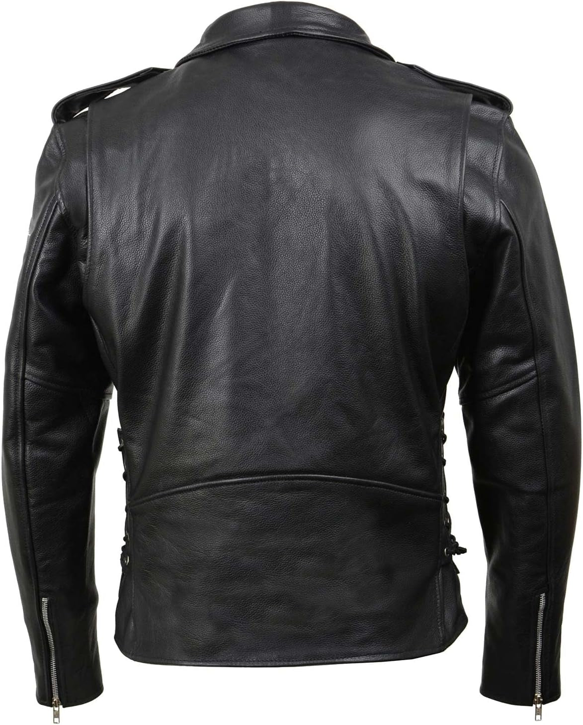 Jaqueta de Couro Masculina Legítimo Estilo Clássico Brando – Jaqueta Motociclista Premium Preta com Ajuste Lateral