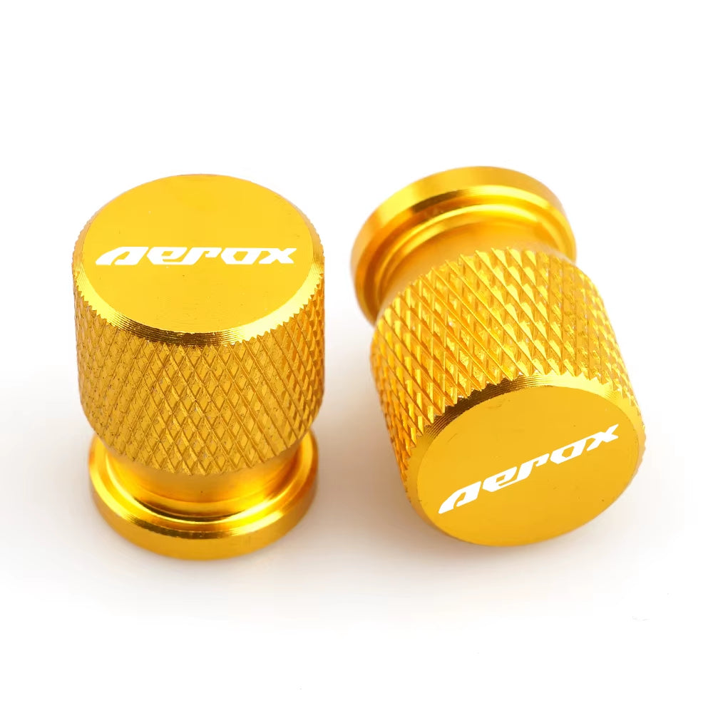 Bicos de Válvula de Pneu com Logo Yamaha Aerox – Par de Tampas de Ar em Alumínio para Rodas de Moto (Universal)
