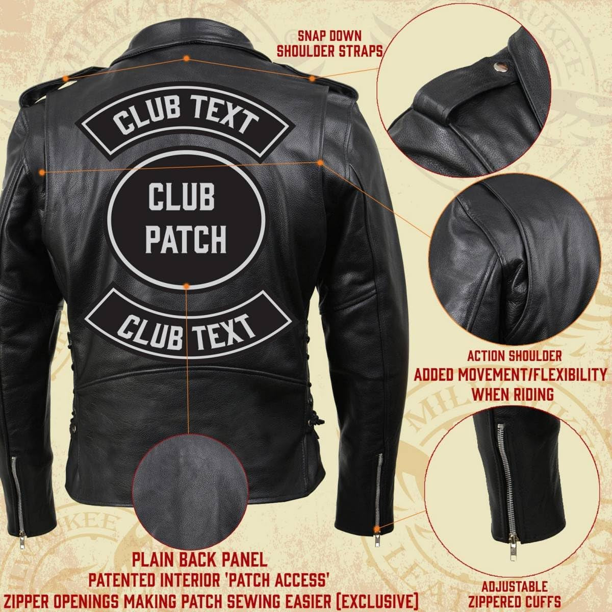Jaqueta de Couro Masculina Legítimo Estilo Clássico Brando – Jaqueta Motociclista Premium Preta com Ajuste Lateral