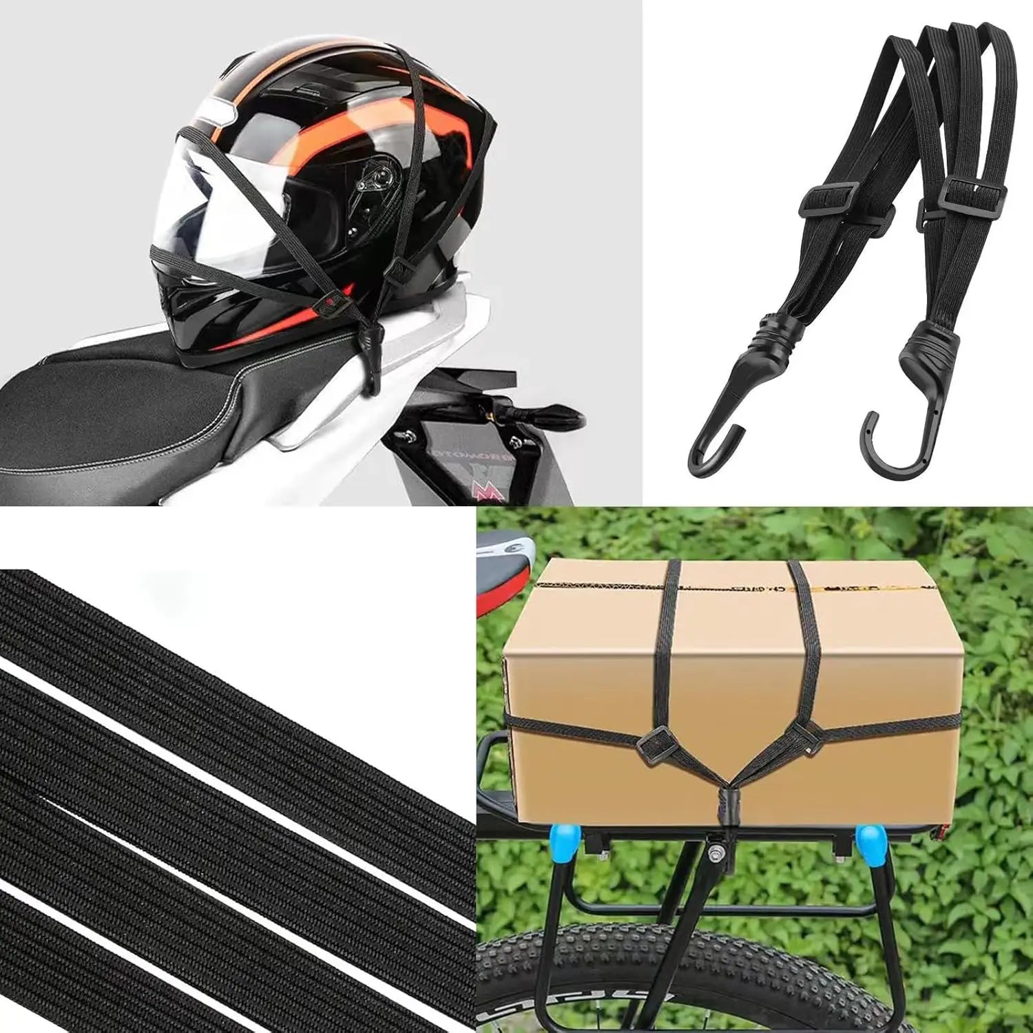 Corda Elástica Retrátil para Bagagem e Capacete de Moto – Extensor Universal com Ganchos