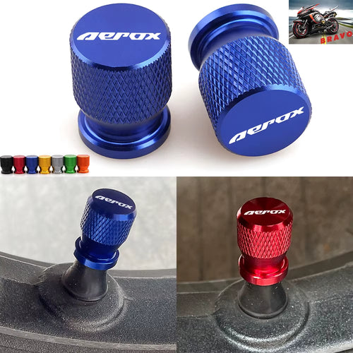 Bicos de Válvula de Pneu com Logo Yamaha Aerox – Par de Tampas de Ar em Alumínio para Rodas de Moto (Universal)