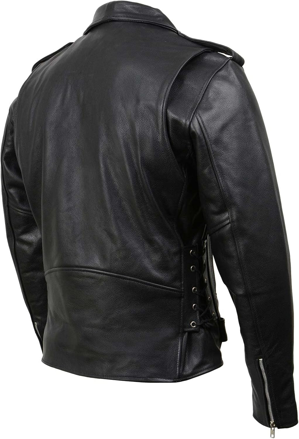 Jaqueta de Couro Masculina Legítimo Estilo Clássico Brando – Jaqueta Motociclista Premium Preta com Ajuste Lateral