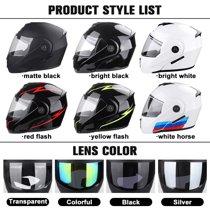 Capacete Modular Escamoteável com Viseira Dupla e Certificação de Segurança DOT – Unissex