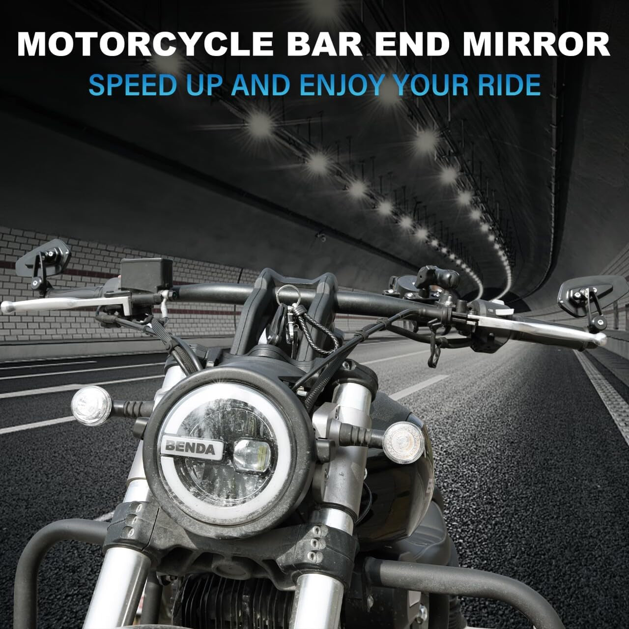 Motorcycle Mirrors for Handlebars - Standard 7/8" (22MM) Bar End Mirrors with CNC Cutting - Universal Compatibility for Most Street Bikes, Scooters, Cruisers