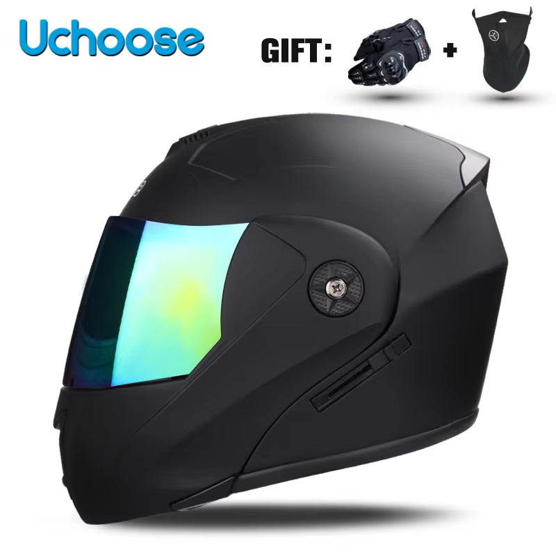 Capacete Modular Escamoteável com Viseira Dupla e Certificação de Segurança DOT – Unissex