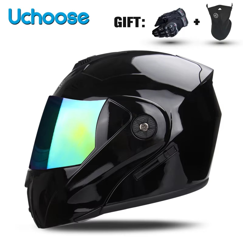 Capacete Modular Escamoteável com Viseira Dupla e Certificação de Segurança DOT – Unissex
