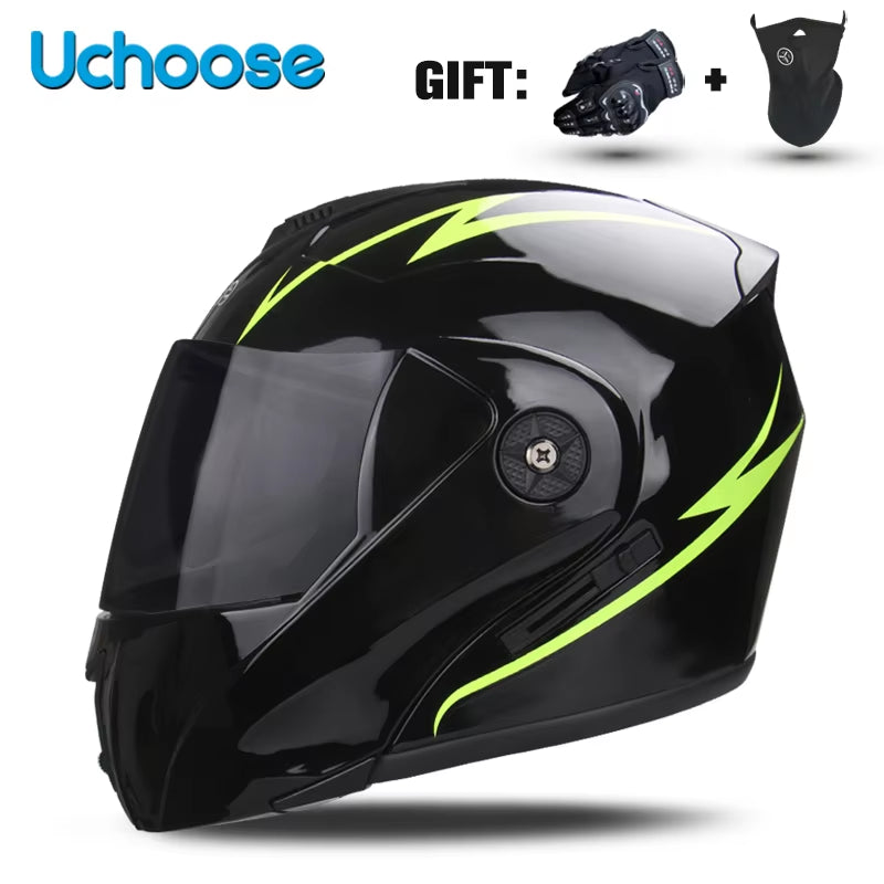 Capacete Modular Escamoteável com Viseira Dupla e Certificação de Segurança DOT – Unissex