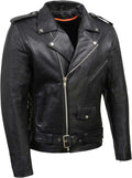 Jaqueta de Couro Masculina Legítimo Estilo Clássico Brando – Jaqueta Motociclista Premium Preta com Ajuste Lateral