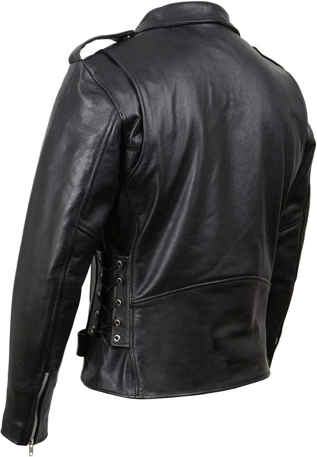 Jaqueta de Couro Masculina Legítimo Estilo Clássico Brando – Jaqueta Motociclista Premium Preta com Ajuste Lateral