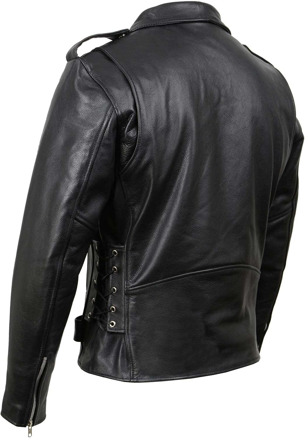 Jaqueta de Couro Masculina Legítimo Estilo Clássico Brando – Jaqueta Motociclista Premium Preta com Ajuste Lateral
